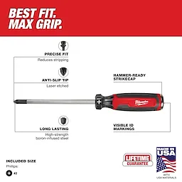 Milwaukee MT205, #2 Phillips 6" Cushion Grip Demolition Screwdriver (USA) - Image 7