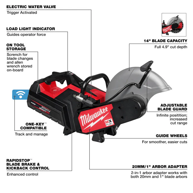 Milwaukee MXF315-2XC, MX FUEL 14" Cut-Off Saw w/ RAPIDSTOP Brake 2x 8.0Ah Kit - Image 6