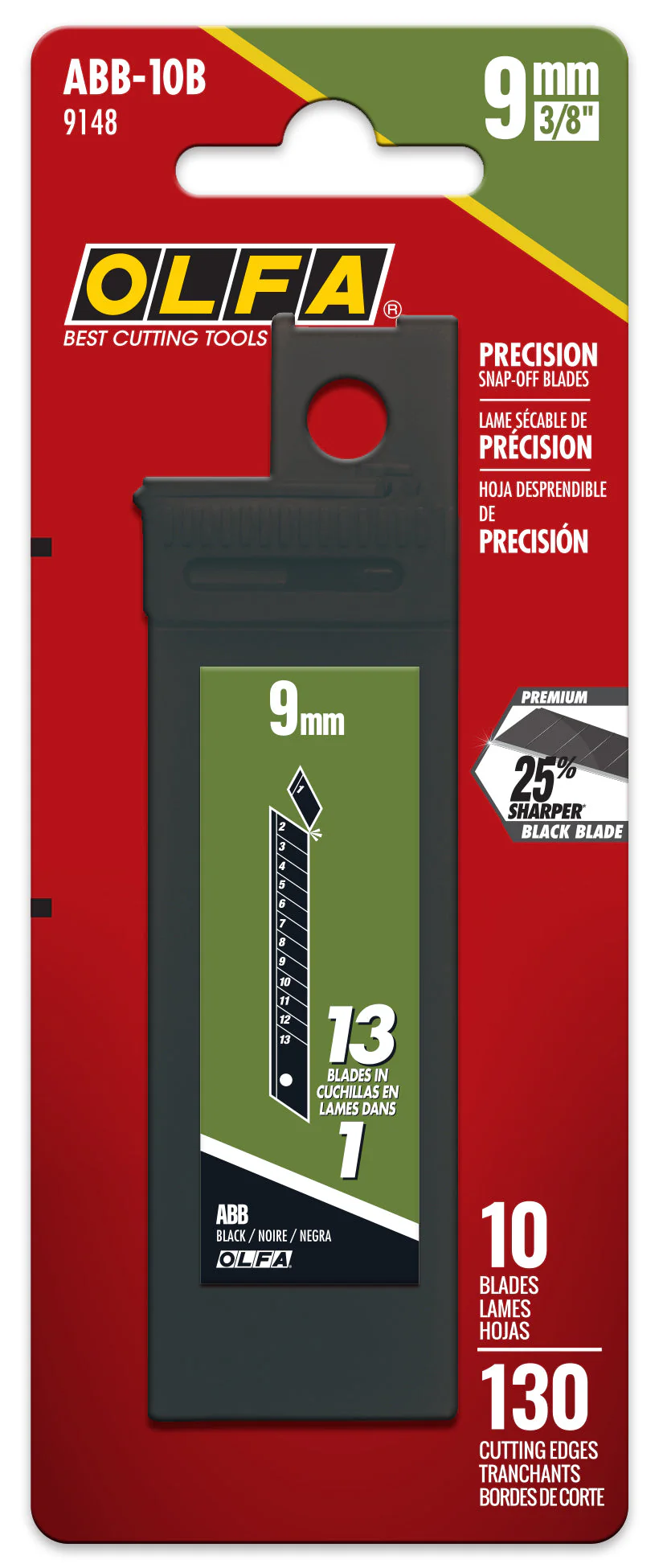OLFA 9148, 9mm ABB Black Snap Blades - 10 Pack (ABB-10B) - Image 2