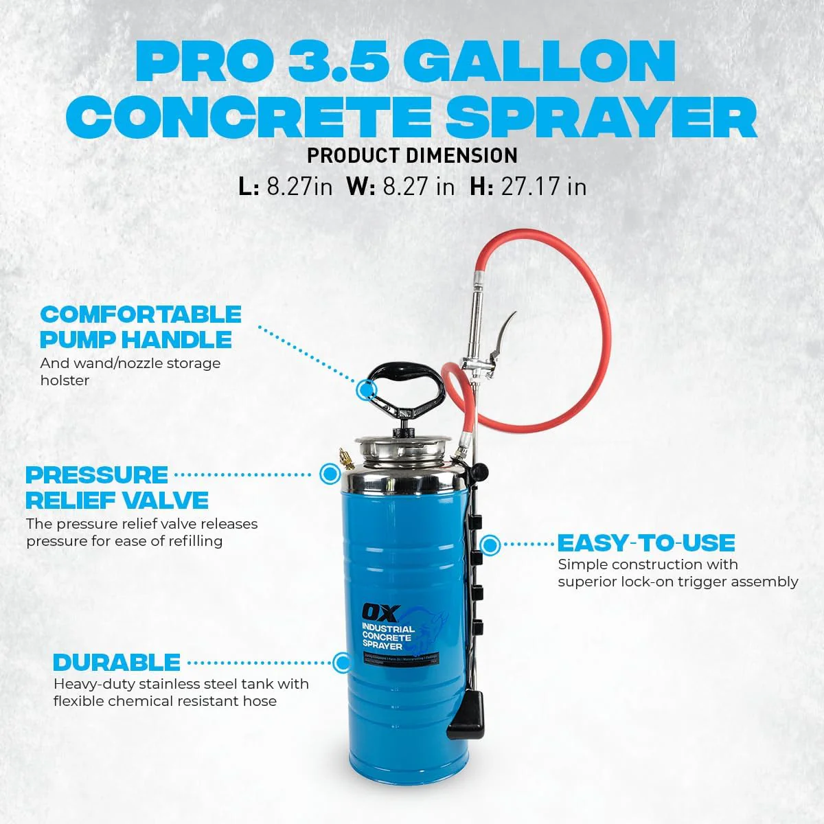 OX Tools OX-P045701, 13.2L CONCRETE SPRAYER – STAINLESS STEEL TANK & EPDM SEAL - Image 6