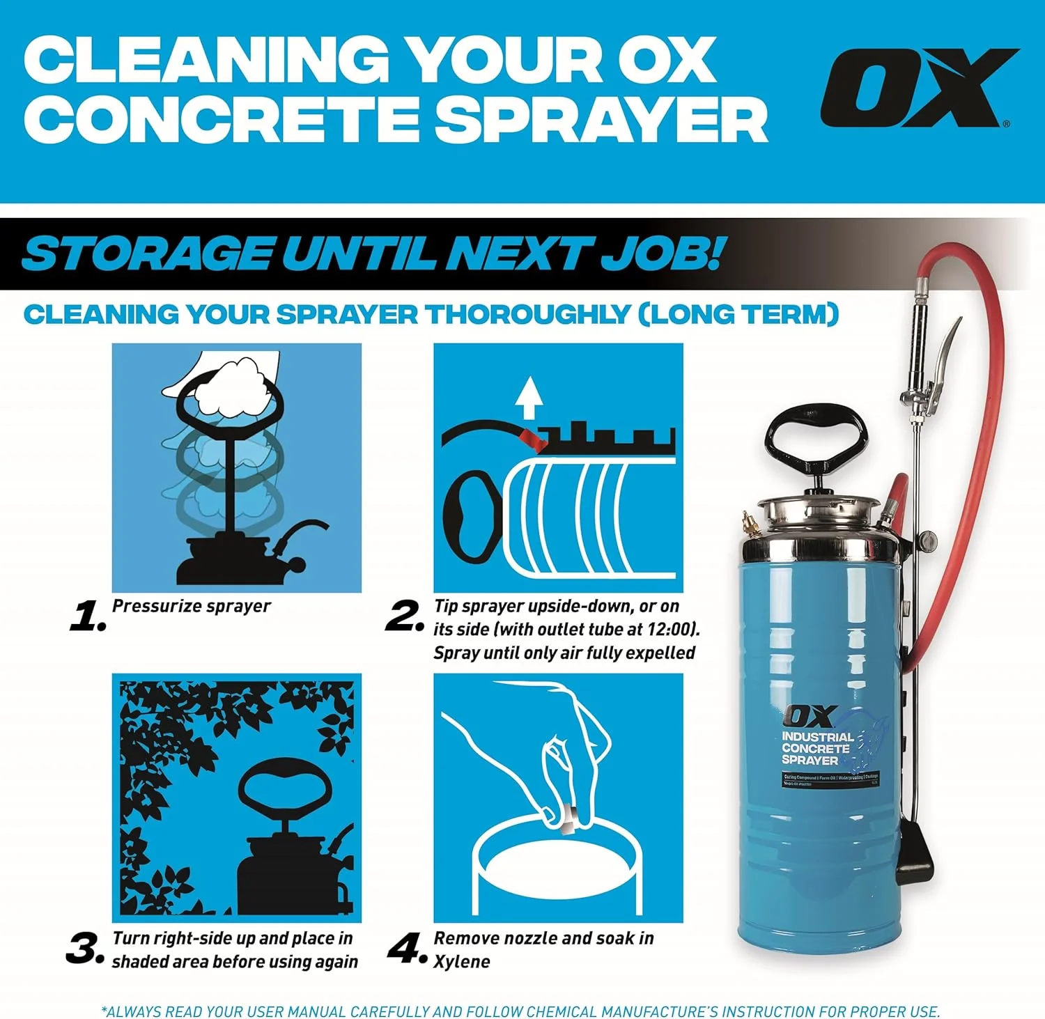 OX Tools OX-P045701, 13.2L CONCRETE SPRAYER – STAINLESS STEEL TANK & EPDM SEAL - Image 8