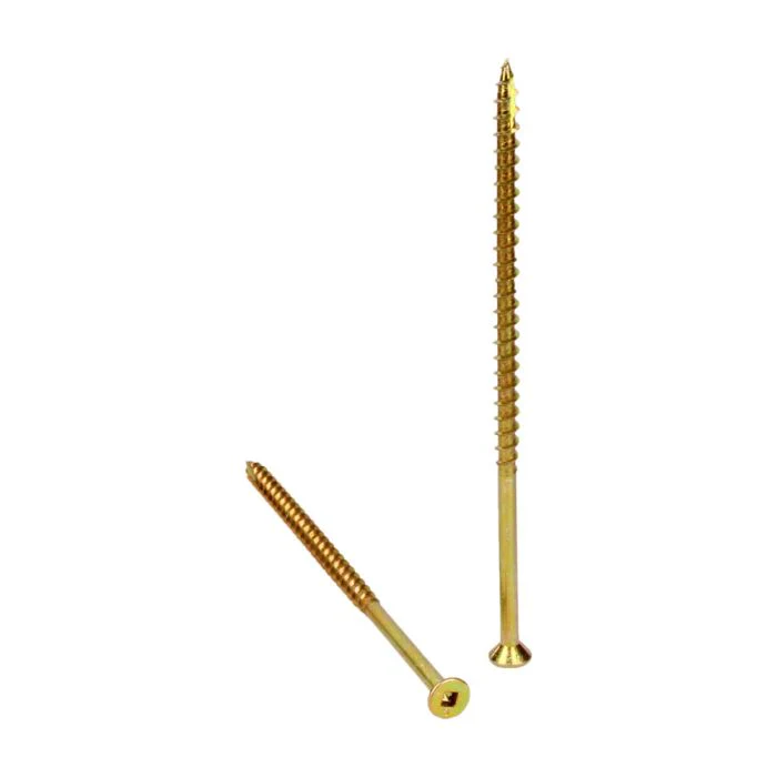 Phoenix SC10600FSD17YZN, #10 X 6" Flat Square Construction Screw Yellow Zinc Type 17 With 4 Nibs (500/Box)