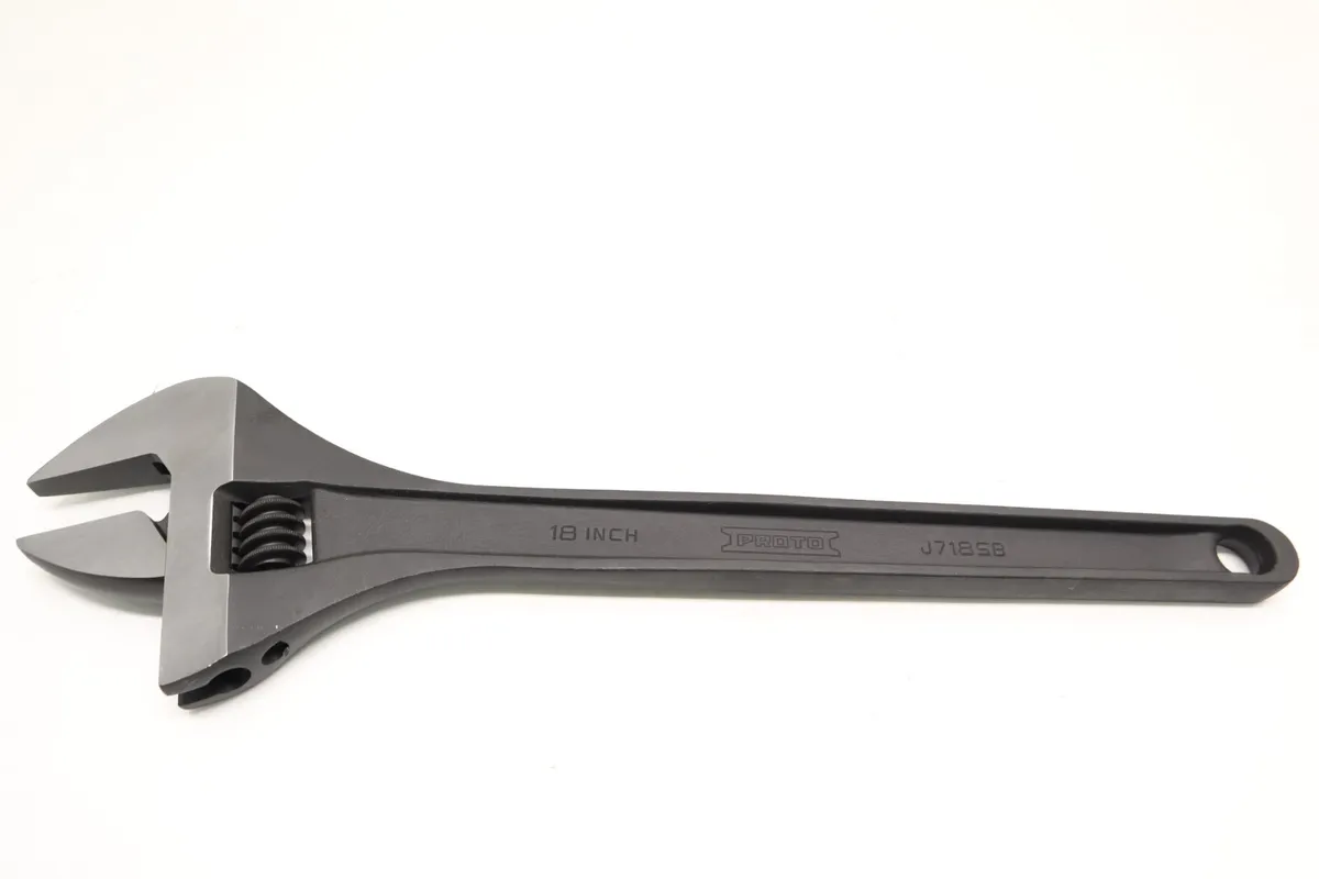Proto J718SB, Adjustable Wrench: Alloy Steel, Black Oxide, 18 7/32 in Overall Lg, 2 15/32 in Jaw Capacity - Image 2