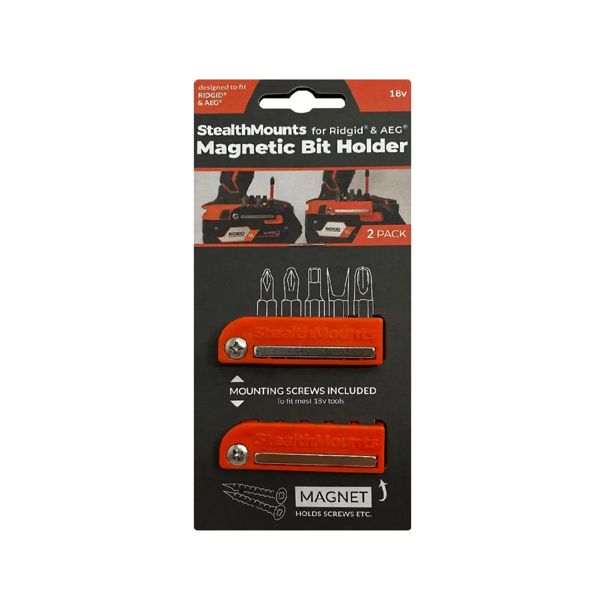 StealthMounts BH-AR-ORG-2, Bit Holder for Ridgid & AEG - Orange - Image 3