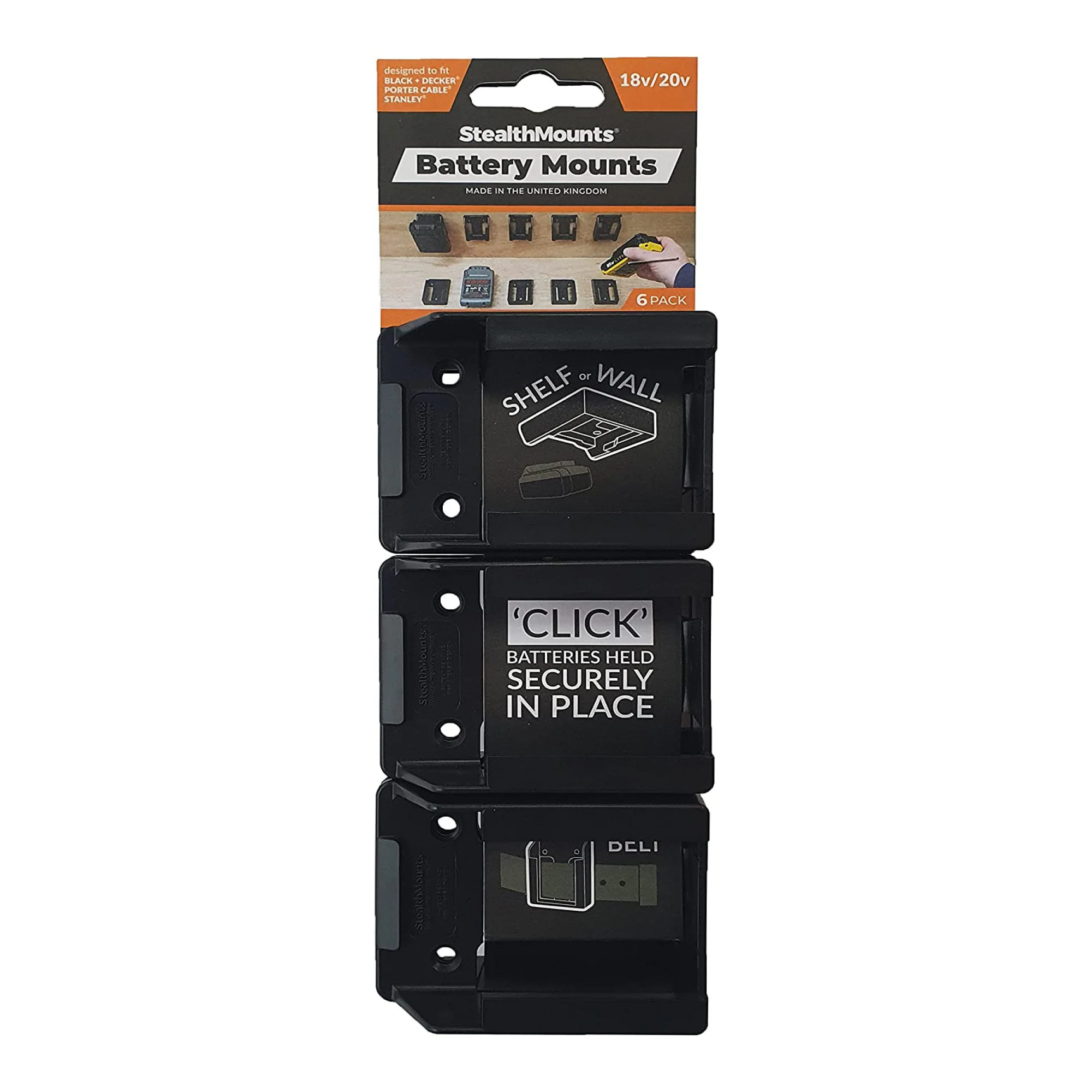 StealthMounts BM-CAS18-BLK-6, Cordless Alliance System (Metabo) (6 Pack) - Black