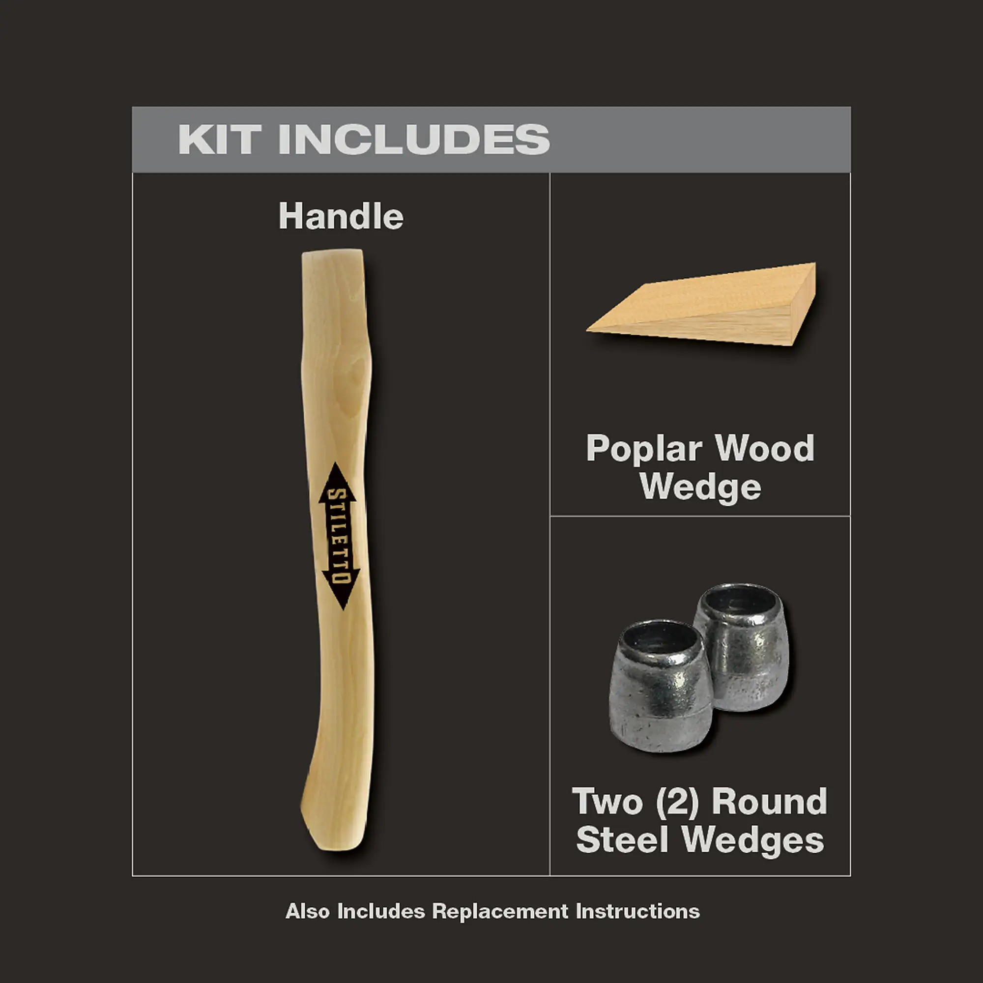 Stiletto STLFH-C, 14.5” Curve Hickory Replacement Handle for 10oz Wedge - Image 2