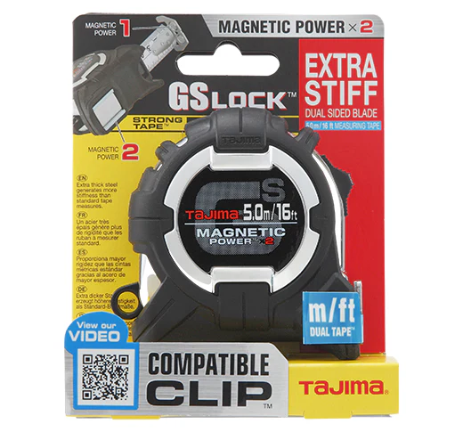 Tajima GS-SC16/5MBW, GS-LOCK, 16ft/5m x 1in strong tape & MAGNETIC POWER x 2 with COMPATIBLE CLIP - Image 6