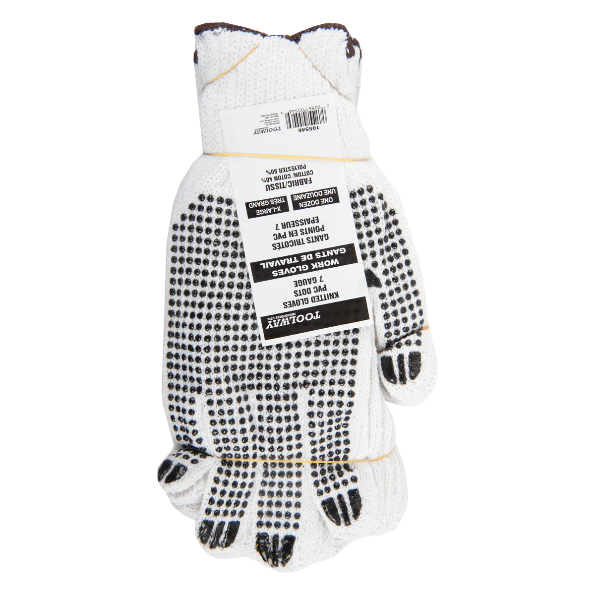 Toolway 105546, Knitted Poly/Cotton Gloves w/Black PVC Dots (XL, sold/dz) - Image 2