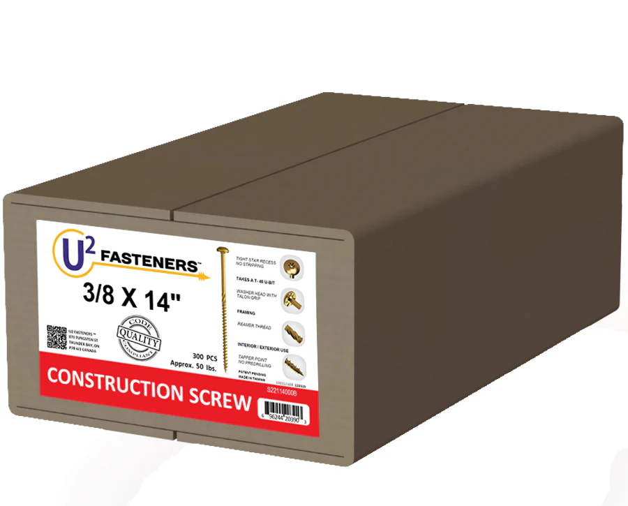 U2 Fasteners S22114000B, Construction Screw 3/8 X 14" (300/pkg)