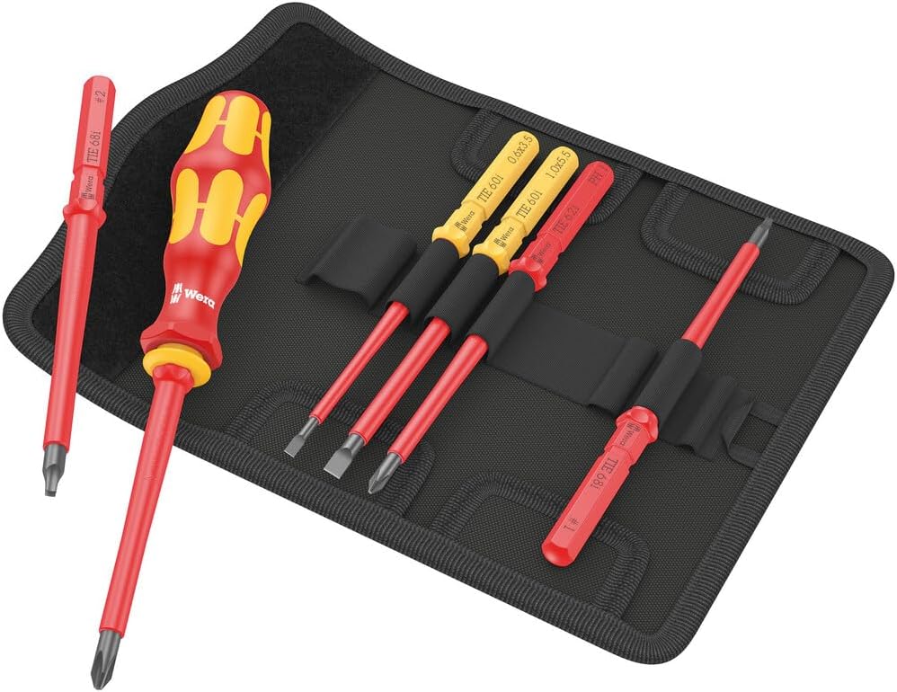 Wera 05006604001, Kraftform Kompakt VDE 7 Imperial Bit-Holding Screwdriver & Blades, 1000 V, 6 Pcs