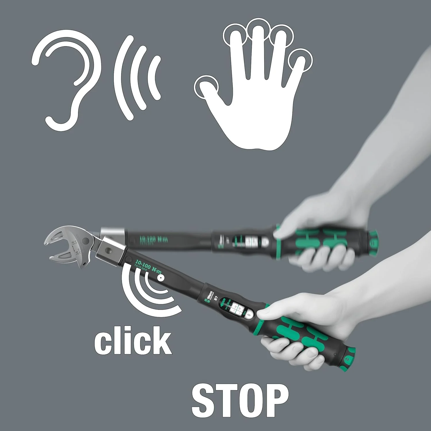 Wera 05075657001, Click-Torque X 7 torque wrench for insert tools, 10-100 Nm, 14x18 x 10-100 Nm - Image 7