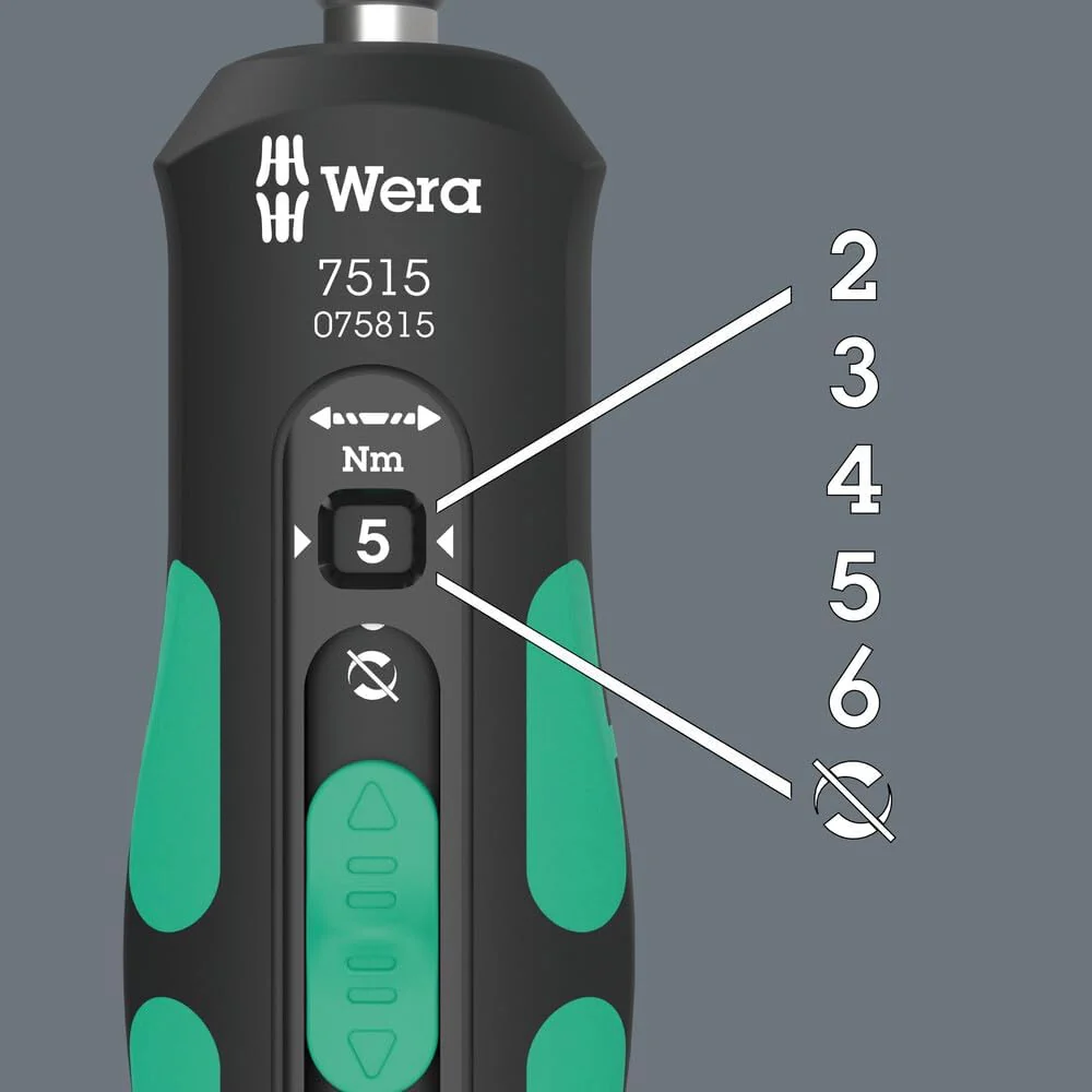Wera 05075815001, 7515 Kraftform Safe-Torque Speed Torque screwdriver, 2-6 Nm, 1/4" x 2.0 Nm x 3.0 Nm x 4.0 Nm x 5.0 Nm x 6.0 Nm x 147.5 mm - Image 3
